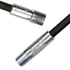 Heavy-Duty 6' Chimney Brush Extension Rod - Black .440 Diameter x 3/8" NPT Thread, Stiff for Light to Medium Creosote, Negotiates 30° Bends - Compatible with 1/4" Threads via Adapter