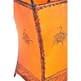 Simandra Oriental Lamp Floor Lamp Moroccan Henna Lamp Leather Lamp Table Lamp Floor Lamp Orient Carree Sun 30 cm Colour Orange