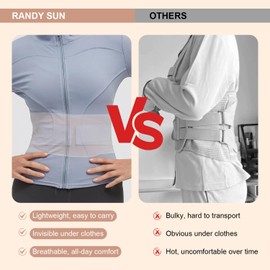 RANDY SUN Lower Back Brace for Women, Lightweight Compression Back Wrap Breathable Lumbar Support Brace Belt Waist Support Wrap Under Clothes, Pink, Large
