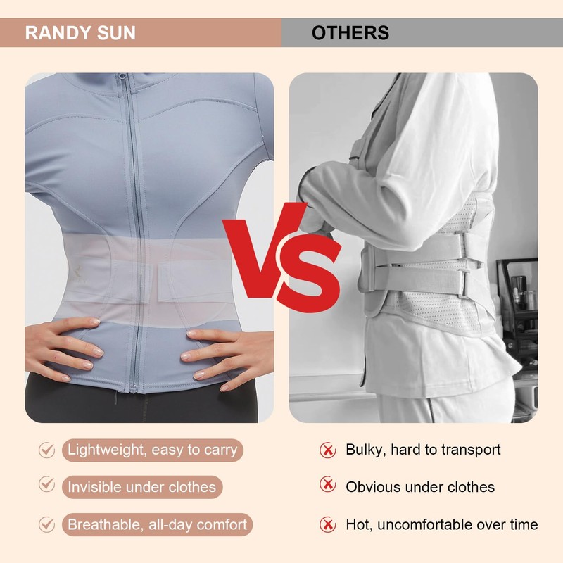 RANDY SUN Lower Back Brace for Women, Lightweight Compression Back