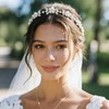 Pearl Crystal Bridal Hair Vine with Ribbon Ties, Silver Wedding