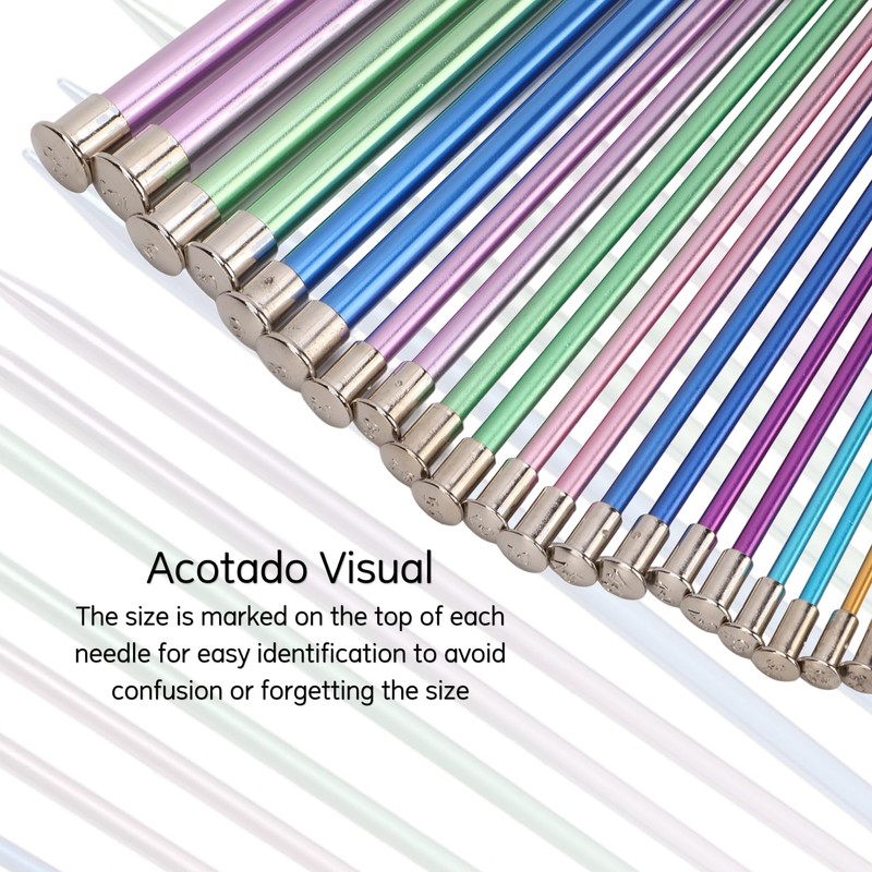 Vvikizy 10in Knitting Needles Set, Metal Single Pointed 25cm Colored