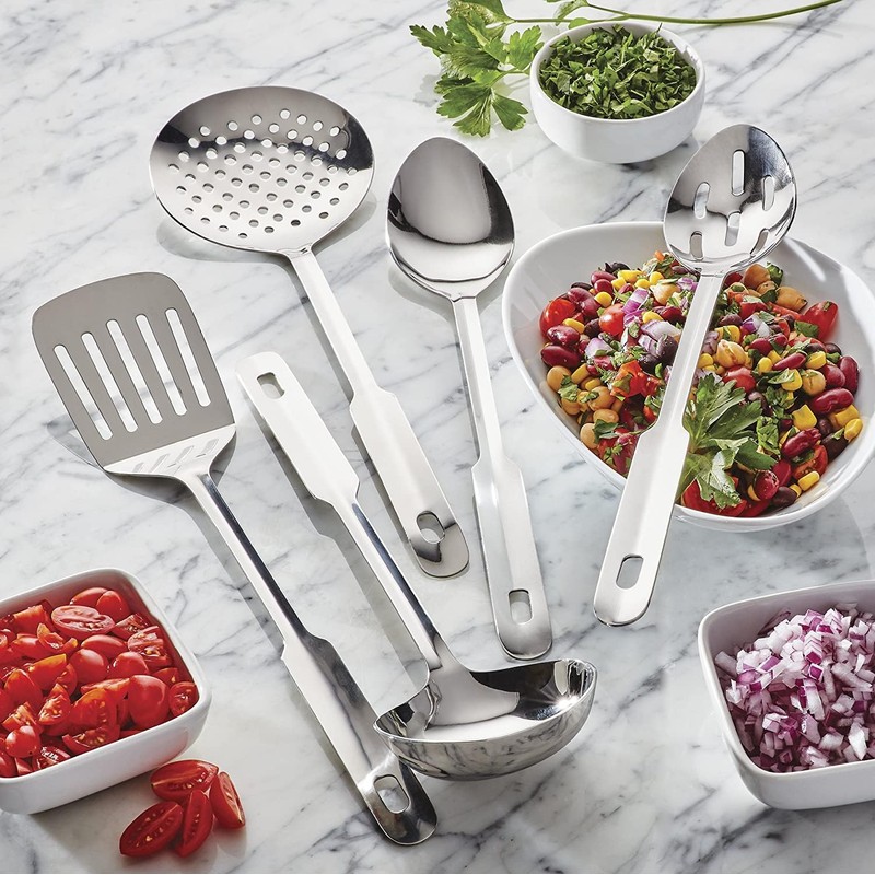 Amco 11-Inch Everyday Utensil Set (5-Piece) - Stainless Steel &