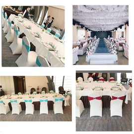 WENSINL Pack of 50 Stretch Baby Blue Chair Sashes for Wedding, Elastic Chair Bands with Buckle Slider, Spandex Chair Bows for Party, Without White Chair Covers (Baby Blue)