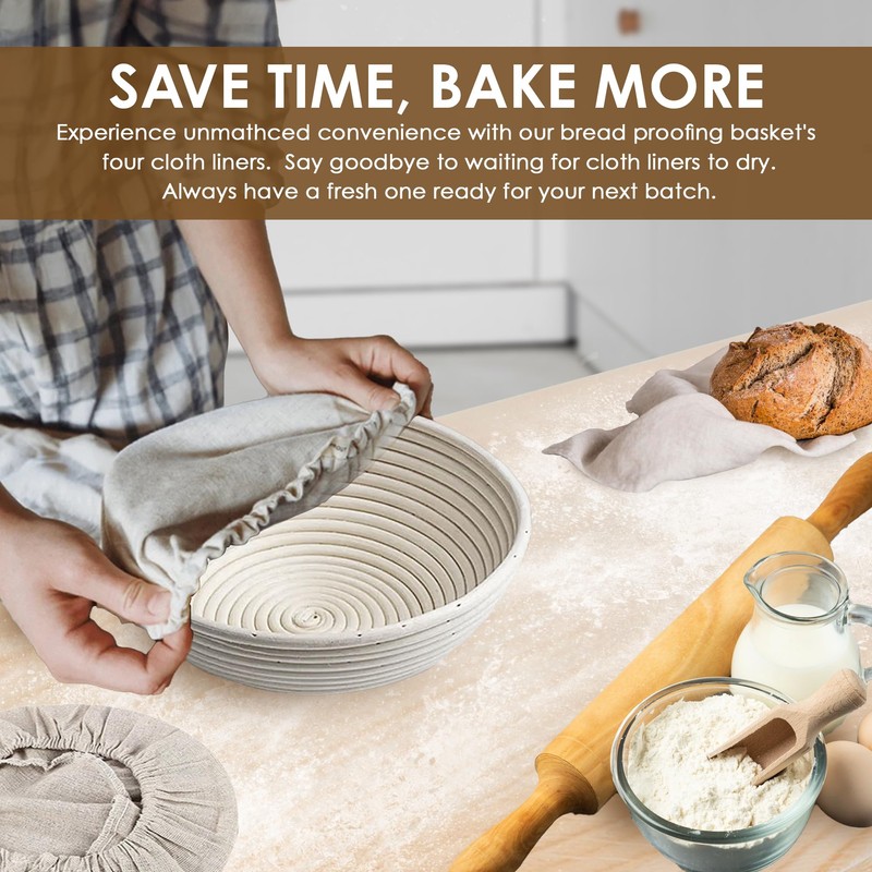 Premium Bread Banneton Proofing Basket Set of 2, 10 inch