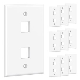 Cable Matters Cable Matters 10-Pack Low Profile 2-Port Keystone Jack Wall Plate, RJ45 Wall Plate for Keystone Jacks in White