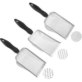 3 PCS Soil Sifter for Gardening, Garden Sand Compost Sieves with Handle for Sand, Rocks, Dirt, Compost Stainless Steel Sand Soil(0.2/0.15/0.11 in Mesh)