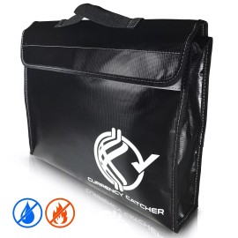 Currency Catcher Fireproof Bag - Large 15x11x3in Fire Proof Bag Protect Documents, Money, Jewelry