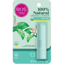 eos (1) Bálsamo labial orgánico y duradero, cuidado de los labios – menta dulce, aceites orgánicos nutritivos, manteca de karité