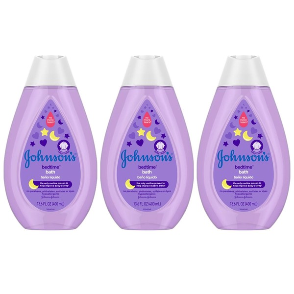 Johnson's Tear-Free Bedtime Baby Bath with Soothing NaturalCalm Aromas, 13.6 fl. Oz (Pack of 3)