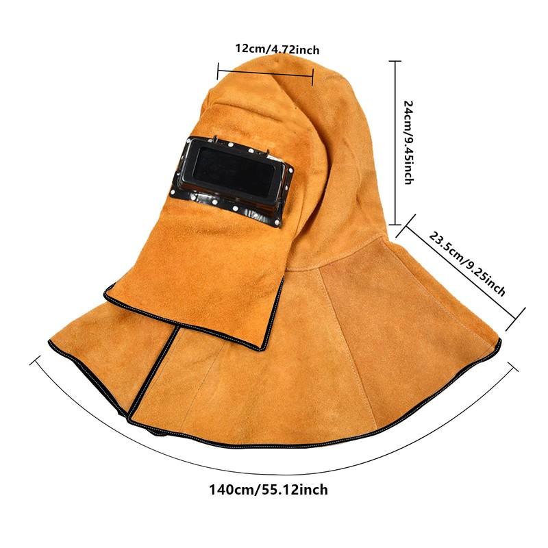 Cowhide Leather Welder Hood Auto Darkening Solar Filter Lens Welding