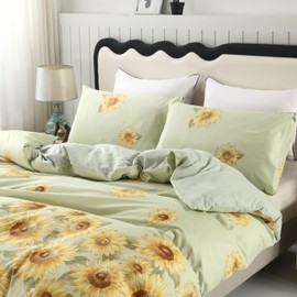 SDIII 3PCS Sunflower Queen Duvet Cover Set for Boys Girls Kids and Teens, 1 Duvet Cover and 2 Pillowcase, Yellow Floral Duvet Cover Queen with Zipper