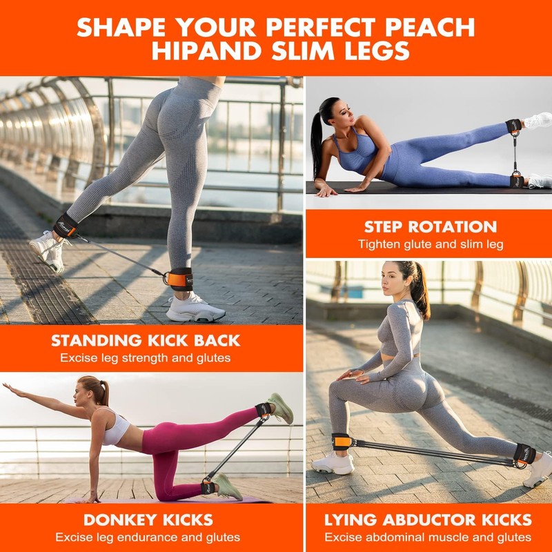 Ankle Resistance Bands with Cuffs, Ankle Bands for Working Out,