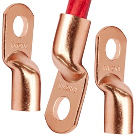 Opfiue 25 PCS 2/0 AWG - 3/8" Stud Heavy Duty Battery Ring Terminal,0 Gauge Connectors Copper Wire Lugs,Ring Terminals for Cable Ends Bare Eyelets