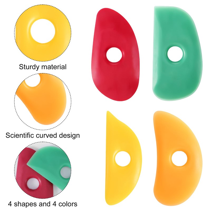4 Pcs Soft Rubber Rib Clay Sculpting Tool for Pottery