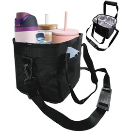 Genérico Bolsas de Bebida Familiar con 4 Compartimentos, Soporte Aislado para Bebidas, múltiples Vasos con Correa Ajustable, para Viajes, Deportes y excursiones Familiares