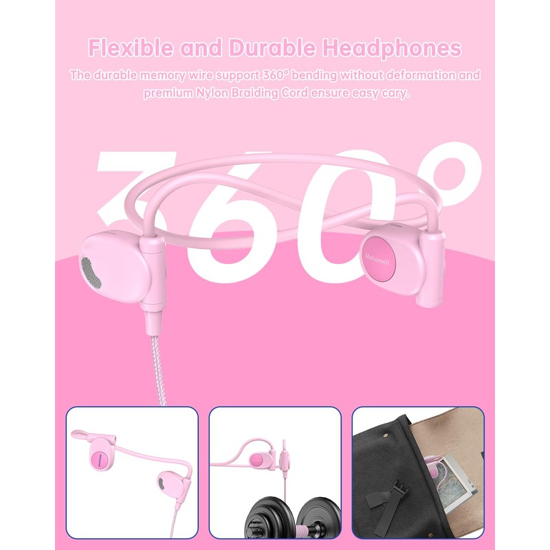 Mehomeli Kids Headphones, Wired Air Conduction Open Ear Headphones, 85dB