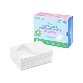 Restaurantware-Clean Tek Professional Detergent Laundry Sheets 50 Baby Cloth Laundry Soap Sheets-Up to 100 Loads, Hypoallergenic, Garment Cleaning Detergent Strips, Suits All Fabrics and Temperatures