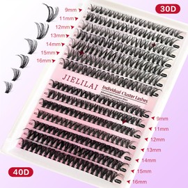 Fluffy Eyelash Extension Kit Thick Cluster Lashes Mink 9-16MM CC Curl Individual Lashes Kit DIY Lash Extension Lashes Clusters Fluffy with Lash Tweezers (30D+40D,280Pcs)