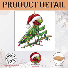 Praying Mantis Ornaments for Christmas Tree, Praying Mantis Christmas Ornaments - Praying Mantis Decor - Gifts for Praying Mantis Lovers, Praying Mantis Gifts for Women Men - Acrylic Ornament