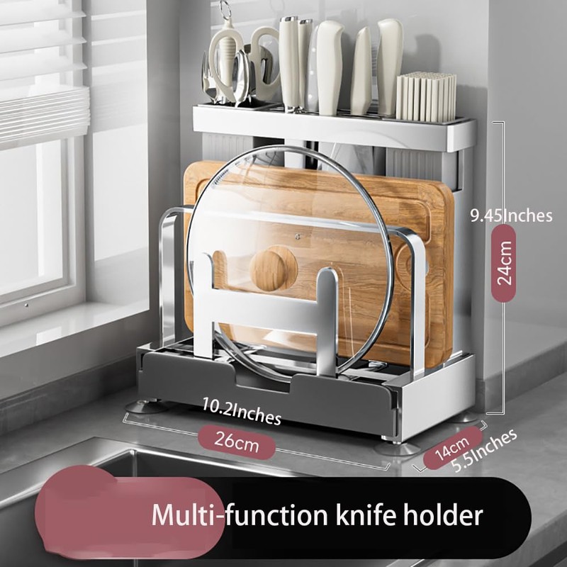Vilemoon Multifunctional Cutting Board, Knife Drying Rack Kitchen Countertop Pot