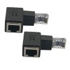 MMNNE 2Pack 90 Degree Down Angled Ethernet LAN RJ45 Male to Female Adapter Shielded Network Patch Connector (Black Down Angled)