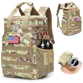 Camo Cooler Backpack - Tactical Backpack Coolers Insulated Leak Proof with Dry Storage,Large Capacity Ice Chest Bag Portable for Men Women - Perfect for Camping,Beach,Fishing,Picnic,Travel,Hiking