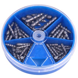 Aurorasports 5 Compartment Fishing Lead Pendant Set Box, Pendant Threading Pin Bite Box Set, New Outdoor Fishing Accessories (Screw Lead-70 Pcs)