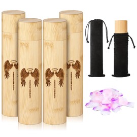 Bamboo Scattering Urns for Human Ashes,Eco Friendly Biodegradable Urn for Human Ashes,9''x2'' Small Scattering Tubes for Human Adult Ashes (Set of 4,Angel Wings Pattern)
