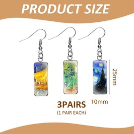 YSJCHEBS 3 Pairs Rectangular Drop Earrings, Creative Design Earrings, Vintage Earrings, Elee Earrings, Fashion Personality Earrings, Unit size