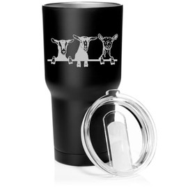 Smooth Body Tumbler Stainless Steel Vacuum Insulated Travel Mug Cup Gift Goats (Black, 30 oz)