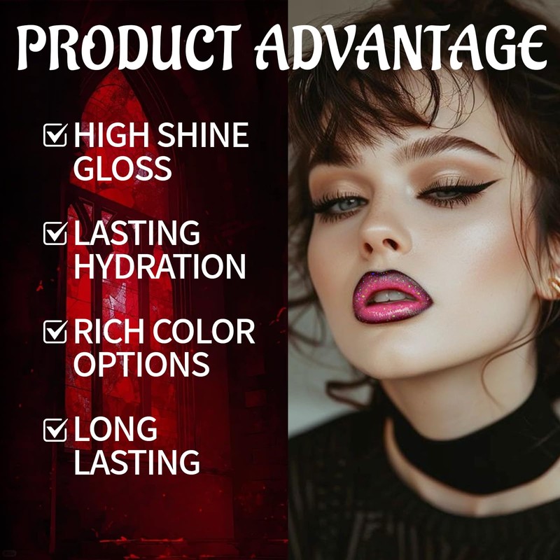 HOSAILY 3Pcs Glitter Color Changing Lip Oil with Black Lip