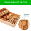 COIWAI Double Layer Bamboo Kitchen Drawer Organizer Cutlery Utensil Silverware