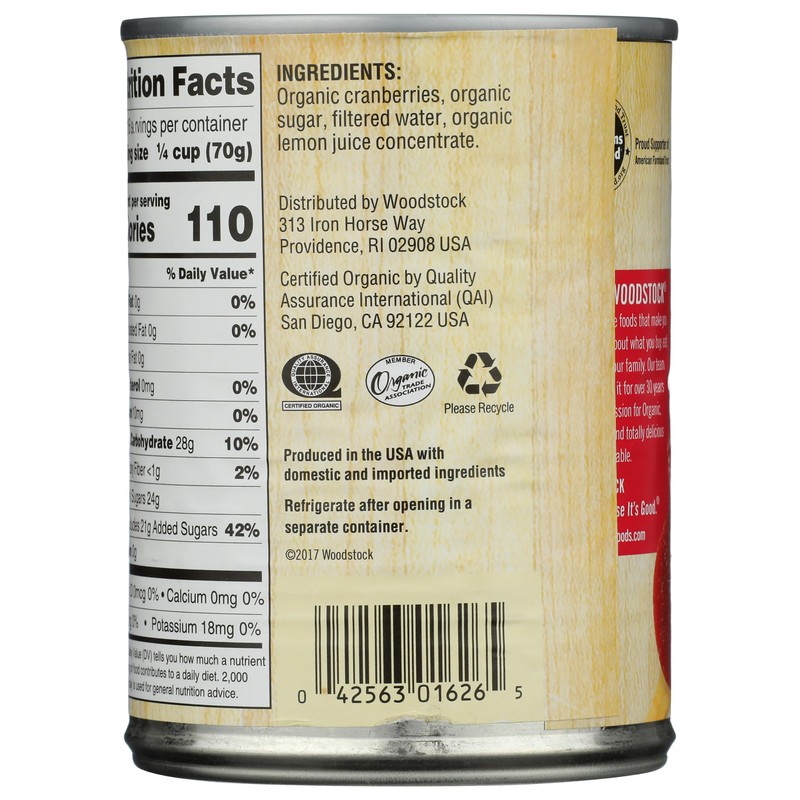 Woodstock Farms - Organic Jellied Cranberry Sauce - 14 oz.