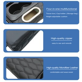 AOUTTUOA Universal Car Multifunctional Armrest Heightening Pad Microfiber Leather Black Multifunctional Car Armrest Cushion Storage Cup Holder Phone Storage Slot