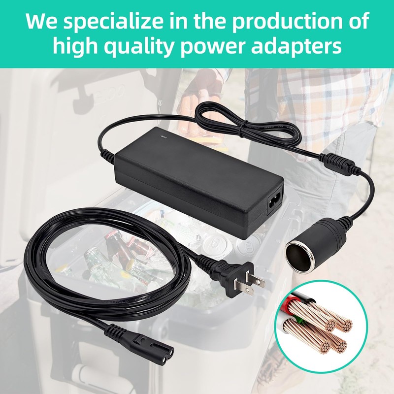 12V Power Adapter Cord for Igloo Iceless Thermoelectric Coolers, Compatible