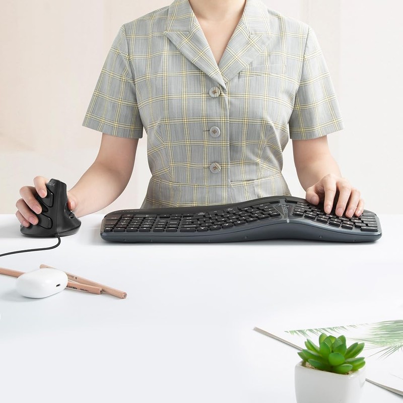 DELUX Wired Ergonomic Vertical Mouse, Vertical Mouse for Medium Hands,