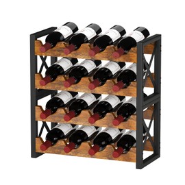 Homeiju 2-in-1 Wine Rack Countertop, Small Wine Rack Organizer Holder, Wooden Wine Rack Inserts for Cabinet, Stackable Wine Rack for Kitchen,Home Bar