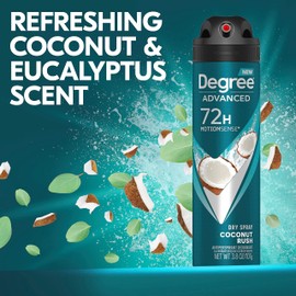 Degree Men Advanced Antiperspirant Deodorant Dry Spray Coconut Rush 3 Count 72-Hour Sweat and Odor Protection​ Deodorant for Men With MotionSense Technology 3.8 oz