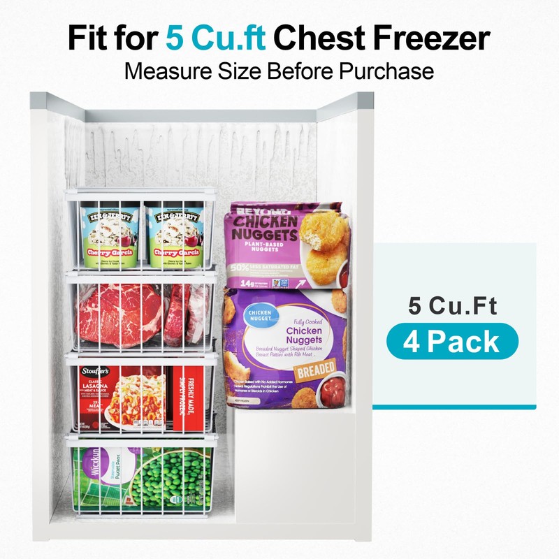 iSPECLE Chest Freezer Organizer Bins - 8 Pack Stackable Freezer