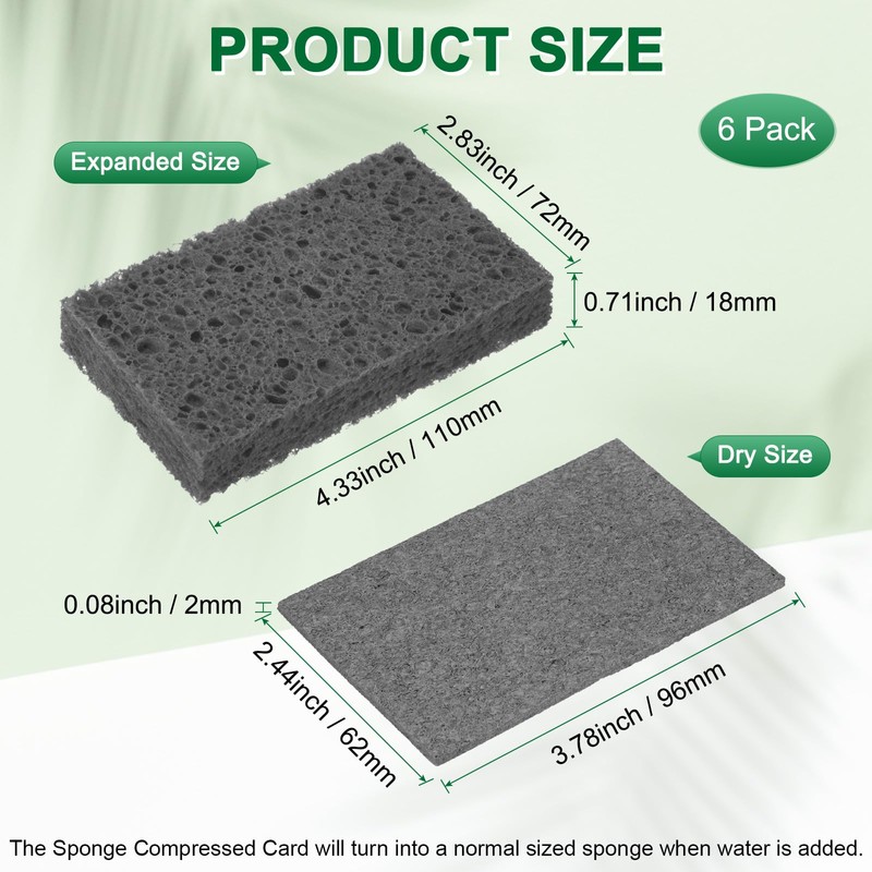 M METERXITY 6-Pack Kitchen Sponges, Condense Eco Cellulose Non-Scratch Scrub