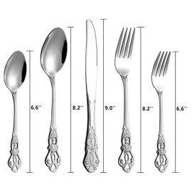 Cididu 40 Pieces Retro Royal Silverware Set for 8, Stainless Steel Flatware Set, Dishwasher Safe Dinnerware Set Including Forks Spoons and Knives, Vintage Cutlery Set for Wedding, Party and Christmas