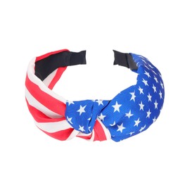 Doneace 4 th of July Headbands for Women Girls American Flag Wide Knottted Headband USA Red White and Blue Star Stripe Patriotic Headbands Hair Hoop Independence Day Hair Accessories Gifts