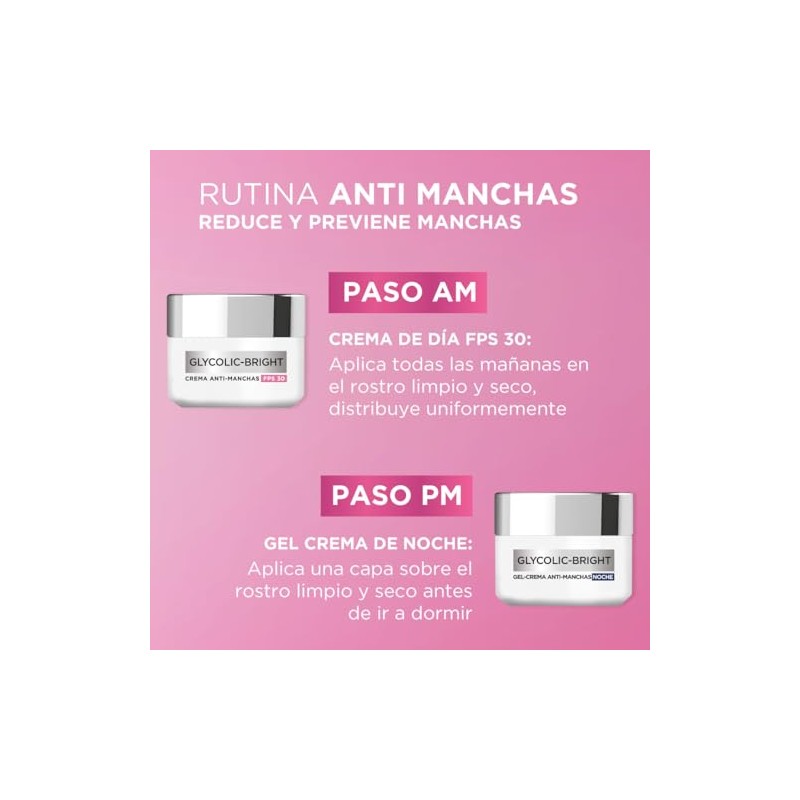 Oréal Paris Kit Glycolic Bright Crema Día 50ml Noche Melasyl