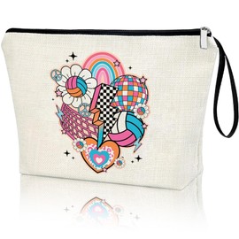 Virfuntaki Volleyball Gifts for Her Volleyball Zipper Makeup Bag Volleyball Coach Volleyball Team Gifts Volleyball for Girl Mom Player Volleyball Lovers Fans Birthday Gifts for Women Girl, White