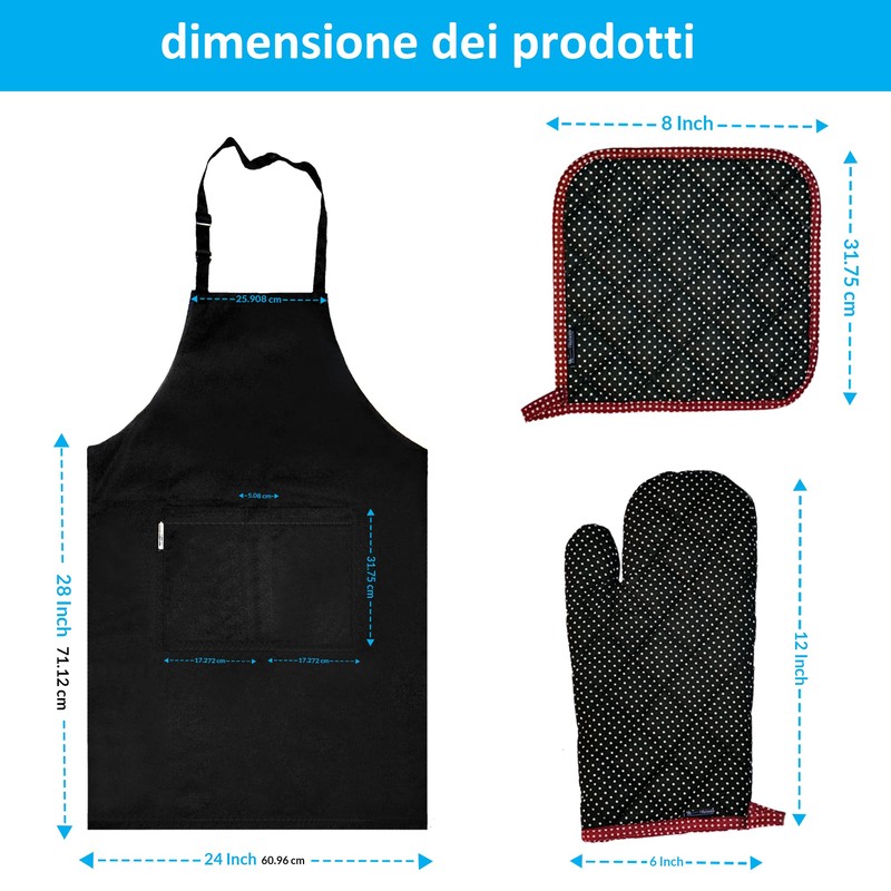 LEFUNDA® Pack of 2 Aprons, Waterproof Apron with 3 Pockets,