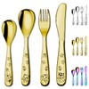 Berglander Gold Toddler Utensils 4 Pieces Golden Titanium Plating Kids