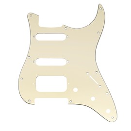 Musiclily Pro 11-Hole Round Corner HSS Strat Guitar Pickguard for Uncovered Humbucker Strat Style Electric Guitar, 3ply Cream