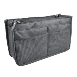 Vercord Upgrade Purse Handbag Organizer Insert Bag in Bag 13 Pockets with Handle Grey Small