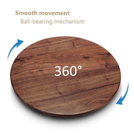 MAGIGO 18 Inches Black Walnut Wood Lazy Susan, Solid Wooden Round Kitchen Turntable Rotating Tray